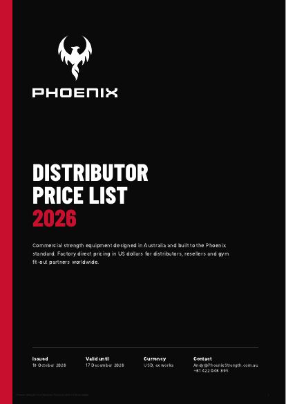 Phoenix Strength 2026 USD distributor price list cover